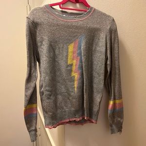 Grey sweater with lightning bolt